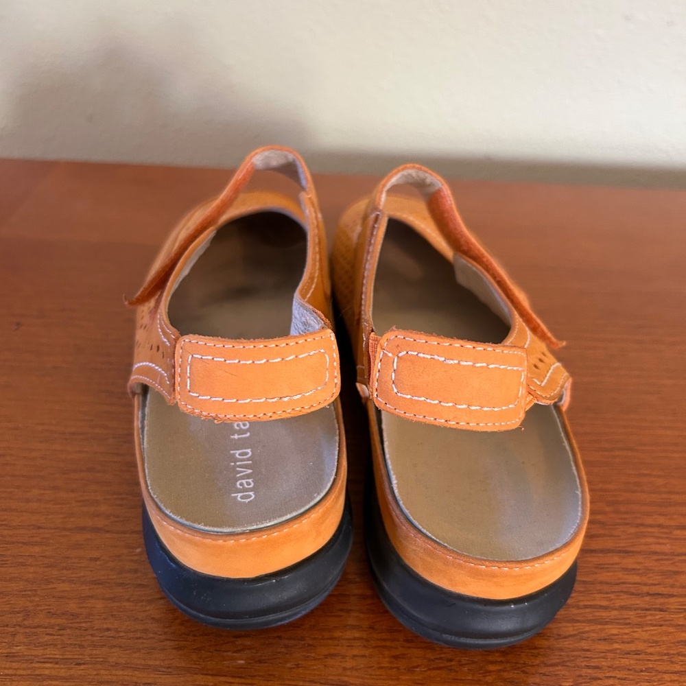 David Tate Clever Nubuck Orange Comfort Sandals Mary Jane Leather Shoes 8.5 - Picture 5 of 6